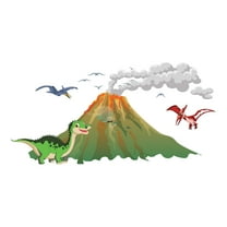 Cute Flying Dinosaurs Molten Volcano ArtWall Decal Decoration Joyful Cartoon Cartoon Animals Decorating Ideas for Child's Bedroom Size: 10 In(W) x 5 In(H)