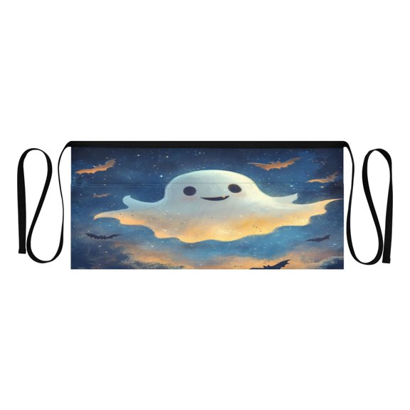 Cute Flying Ghosts Multi Pocket Short Apron Waterproof, Adjustable 96.5in Belt for various occasions