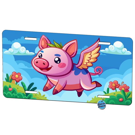 Cute Flying Pig Metal Novelty License Plate