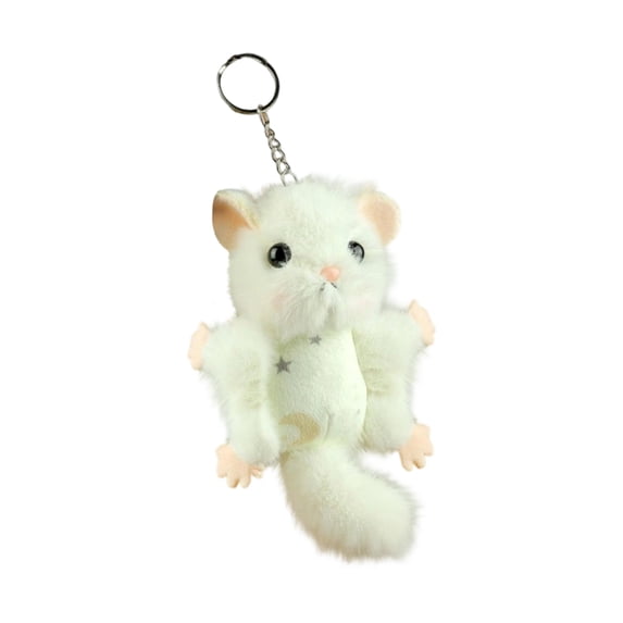 Cute Flying Squirrel Plush Keychain, Soft Fluffy Sugar Glider Stuffed Animal Keyring, Mini Plushie Bag Charm Pendant for Backpack Purse, Ideal Gift,1pc.