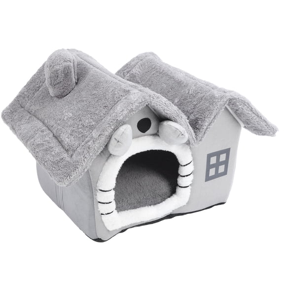 Cute Foldable Cat House Nest Detachable Soft Fabric Sponge Breathable Dog Cave Bed Indoor Lounge 16.1x11.8x8.7 inches / 41x30x22 cm