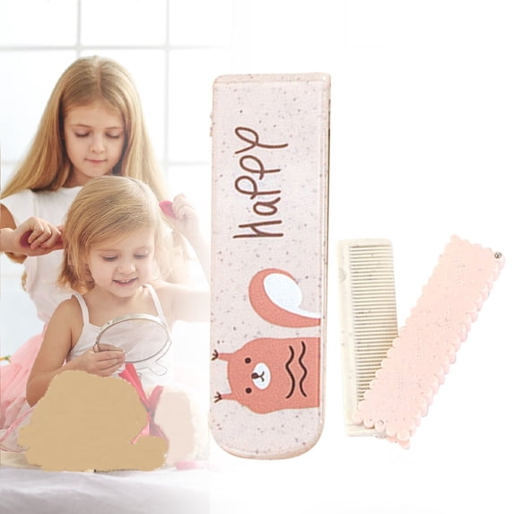 Cute Folding Hair Comb with Mirror,2-in-1 Mini HairBush for Women,Portable Folding Pocket Comb Tooth Comb for Students Daily Use (Pink)