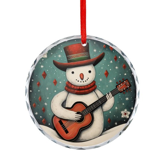 Cute Folk Art Cowboy Snowman Christmas Xmas Ornament Christmas Snowman Crystal Glass Christmas Decor with Holiday Design for Xmas Tree
