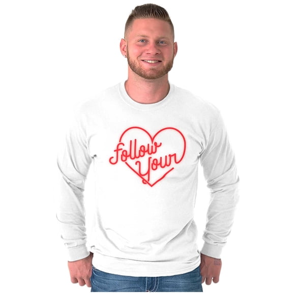Cute Follow Your Heart Neon Sign Long Sleeve TShirt Men Women Brisco Brands S