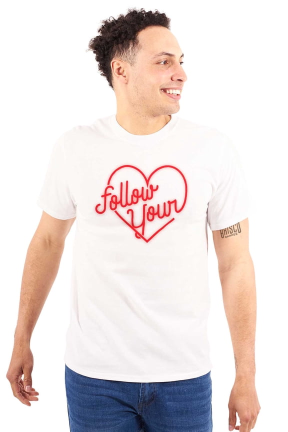 Cute Follow Your Heart Neon Sign Men's Graphic T Shirt Tees Brisco Brands S