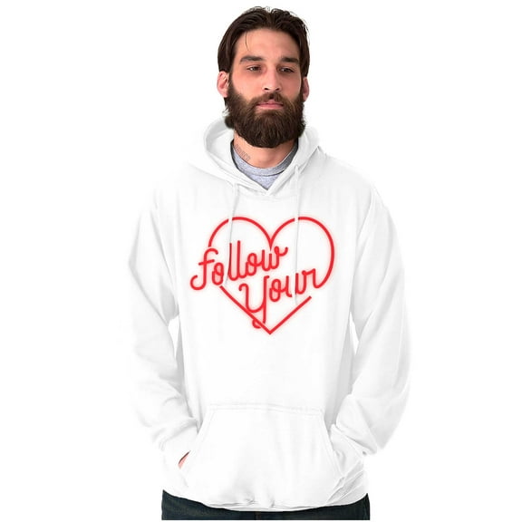 Cute Follow Your Heart Neon Sign Unisex Plus Fleece Graphic Hoodie Brisco Brands 2X