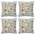 Cute Food Egg Burger Fries Decorative Throw Pillow Covers 4 Packs