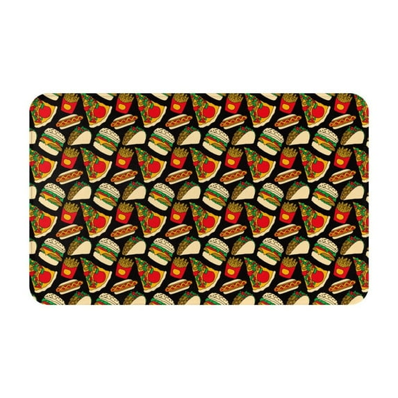 Cute Food French Fries Burger Door Mat for Indoor, Welcome Door Mats Front Entrance Rug, Non-Slip Bathroom kitchen Rugs for Inside Floor, Small Rug Dog Door Mat 20X31.5 Inch
