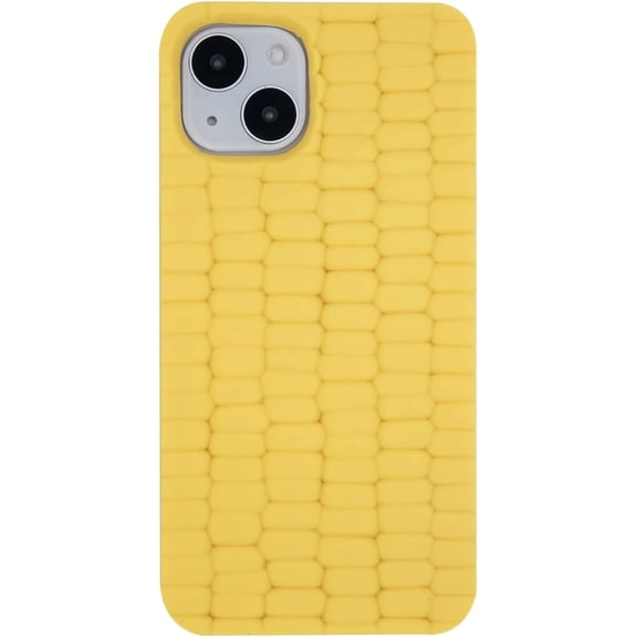 Cute Food Phone Case for iPhone 14, Funny Simulation Yellow Corn Four Corners Thickened Protection Silicone Shockproof Phone Cover for Women Girls
