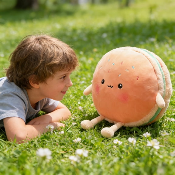 Cute Food Plush Pillow, Soft Hamburger Macaron Filled Toy Cushion, Home Decor Sofa Bed Gift For Teens & , Plush Doll