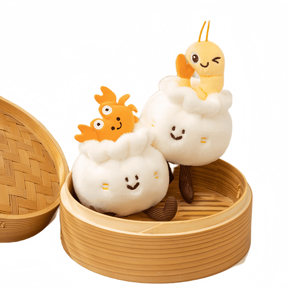 Cute Food Plush Toys - Fun Crab Stuffed Animals, Creative Buns Plush Pillows Doll Decor