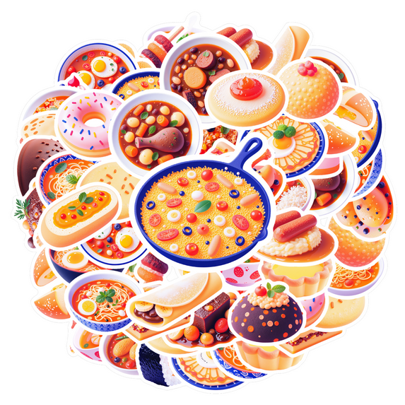 Cute Food Stationery Stickers Delicious Teacher Reward Stickers Asian Cuisine DIY Stickers for Phone Laptop Suitcase
