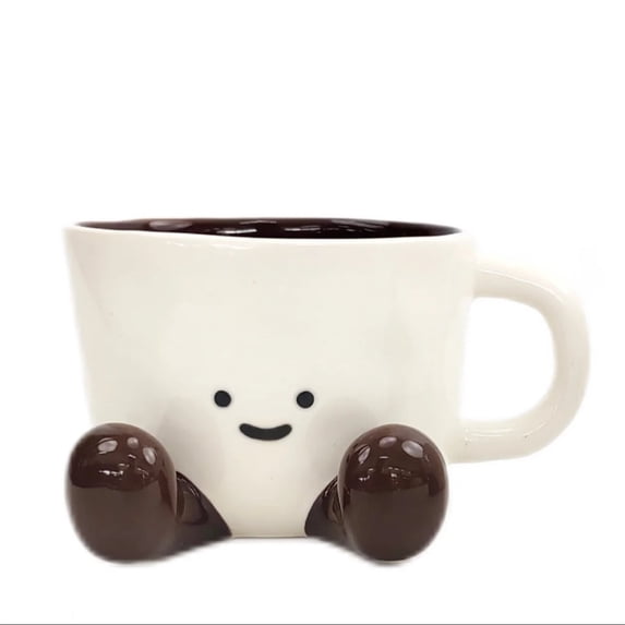 Cute Foot-Shaped Ceramic Cup - Unique 3D Foot Design Mug for Coffee Tea Hot Drinks, Durable Ceramic Material, Adorable Decorative Cup Ideal for Gift & Personal Use, 3.8*2.9in, Coffee