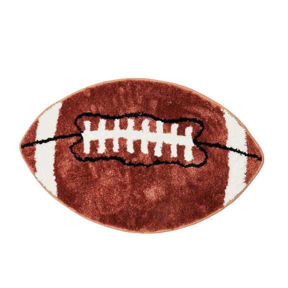 Cute Football Rug for Boys Room Soft Sports Carpet Bedroom Decor Non Slip Washable Playroom Area Rug Fun Soccer Mat Plush Athlete Themed Gift Football Room Decor Sports Rug Soft Mat 1PC 23.6"x15.7"