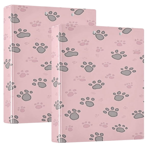 Cute Footprints 12.4x10.6in PVC Round Ring Binder, D-Ring 3-Hole, Metal Clip, 200 Sheets