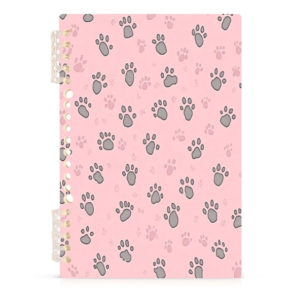 Cute Footprints A5 8.3x5.7in PP Notebook, Adjustable Rings, 60 Sheets, Diary or Journey Note