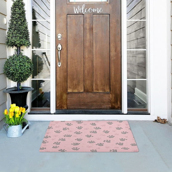 Cute Footprints Outdoor Doormats NonSlip Bath Rugs Absorbent Muddy Dirt Resist Door Mats 32''x20''