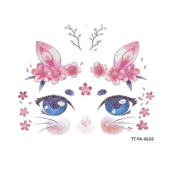 Cute Forehead Tattoo Sticker, Anime Eye Face Decals with Cherry Blossoms, Waterproof Temporary Body Art for Stage Performance Cosplay Festival Party, Skin-Friendly Plastic