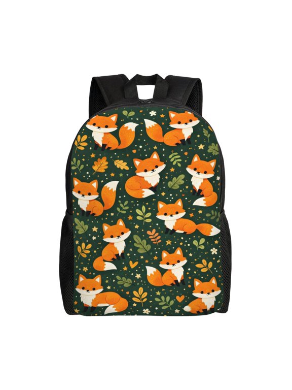 Cute Forest Animal Fox Backpack Full Front Print Travel Laptop Bag for Men and Women