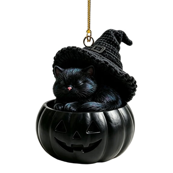Cute Forest Animal Pumpkin Ornaments, Acrylic Woodland Animals Halloween Ornaments,Hanging Witch Hat & Jack-O'-Lantern Pendant for Halloween Tree,Home and Party Decor(F)