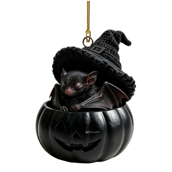 Cute Forest Animal Pumpkin Ornaments, Acrylic Woodland Animals Halloween Ornaments,Hanging Witch Hat & Jack-O'-Lantern Pendant for Halloween Tree,Home and Party Decor(G)