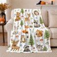 thumbnail image 1 of Cute Forest Animals With Pine Trees Flannel Blanket, Watercolor Woodland Home Decor for Bedroom, Cozy Birthday Gift for Families and Animal Lovers, 1 of 9