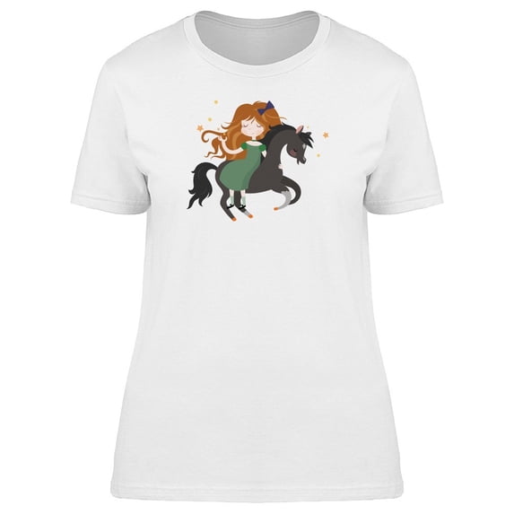 Cute Forest Girl Riding A Horse Tee Women's -Image by Shutterstock