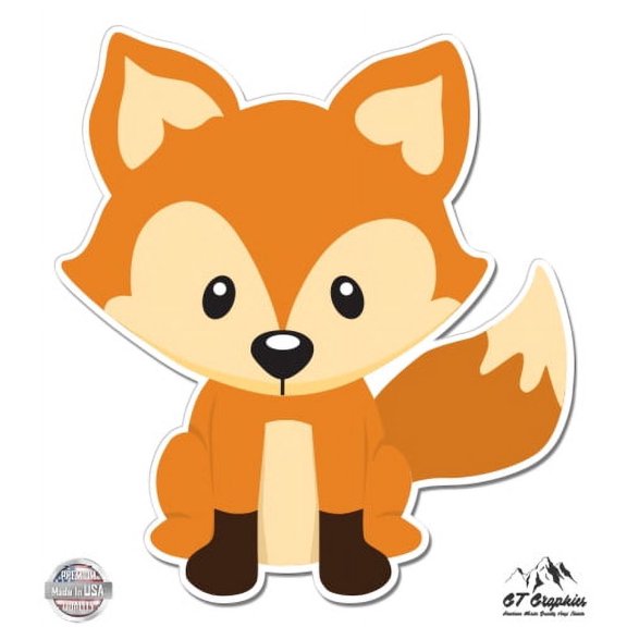 Cute Fox - 5" Vinyl Sticker - For Car Laptop I-Pad - Waterproof Decal