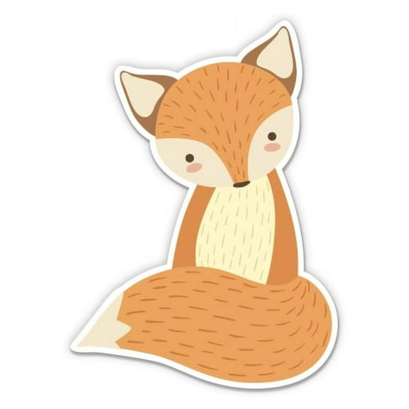 Cute Fox - 5" Vinyl Sticker - For Car Laptop I-Pad - Waterproof Decal