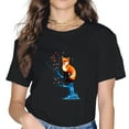 thumbnail image 1 of Cute Fox Aesthetic Girls Women Butterfly Graphic T-Shirt, 1 of 3