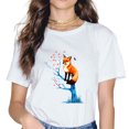 thumbnail image 1 of Cute Fox Aesthetic Girls Women Butterfly Graphic T-Shirt, 1 of 3