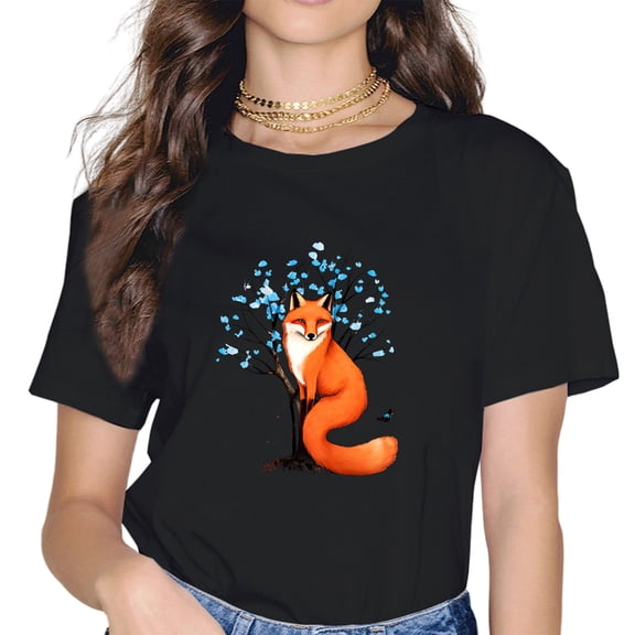 Cute Fox Aesthetic Girls Women Graphic T-Shirt