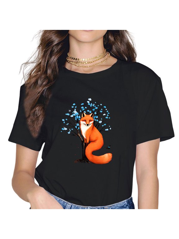 Cute Fox Aesthetic Girls Women Graphic T-Shirt