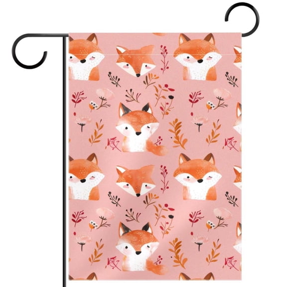 Cute Fox Animals Forest Pattern Double Sided Garden Flag Decorative Weather Resistant Yard Flag, Large DIY Vertical Flag for Farmhouse Patio Lawn, 28x40 Inch