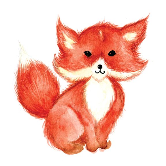 Cute Fox Baby Animal Watercolor Picture Art Mural Custom Wall Decal Vinyl Sticker 20 Inches X 37 Inches