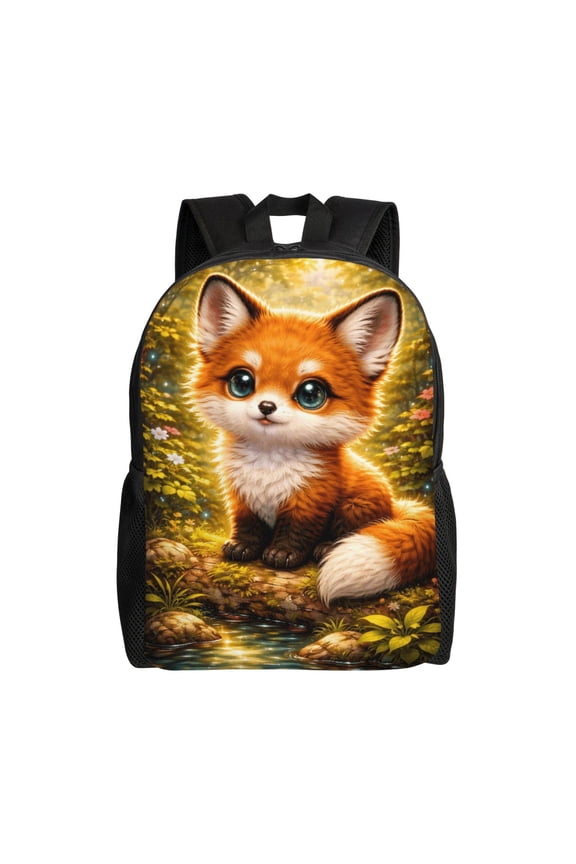 Cute Fox Backpack Full Front Print Travel Laptop Bag for Men and Women