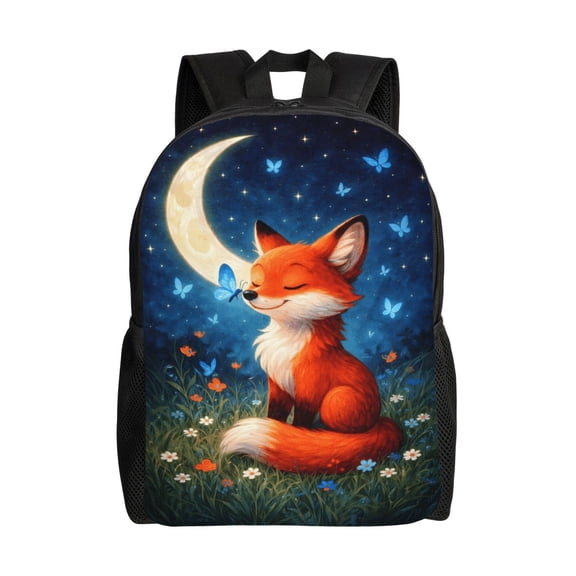 Cute Fox Backpack Full Front Print Travel Laptop Bag for Men and Women