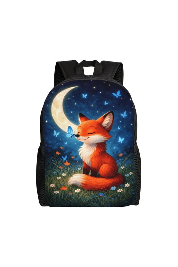 Cute Fox Backpack Full Front Print Travel Laptop Bag for Men and Women