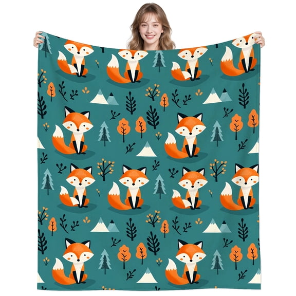 Cute Fox Blanket Gifts for Fox Lover Women,Fox Throw Blanket Soft Plush Flannel Animal Foxes Blankets Gift for Men Women Adults 50"x40"