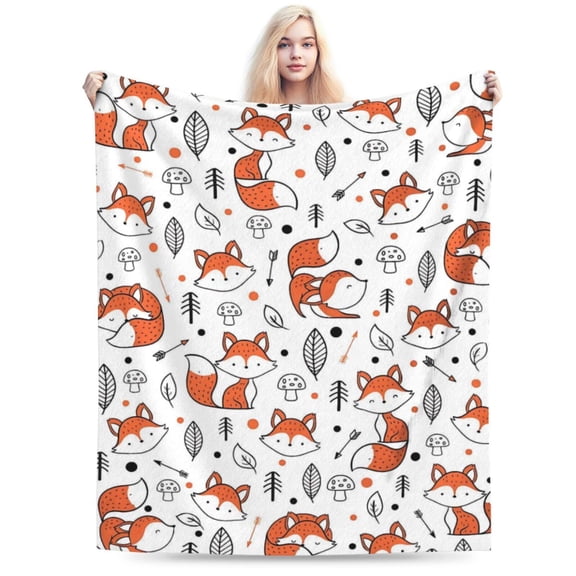 Cute Fox Blanket Super Soft Cozy Flannel Throw Blanket 50x40