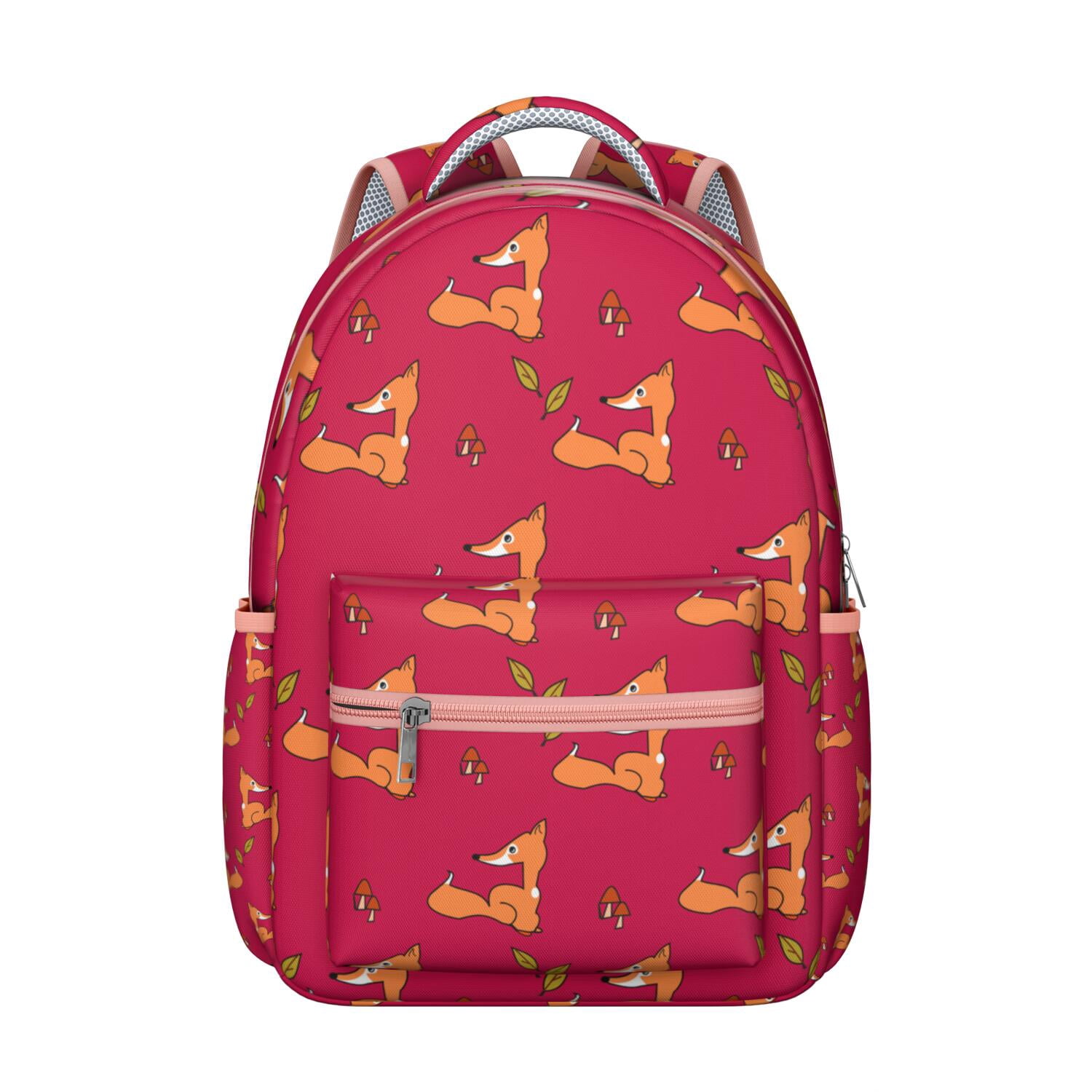 Cute Fox Cartoon Print Waterproof School Backpack - Ergonomic Student Bookbag with Spinal Support, Breathable Straps & Multiple Pockets for s & College Students