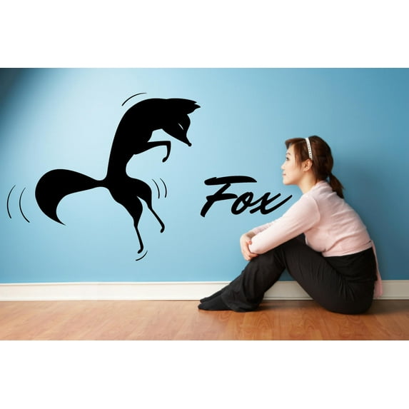 Cute Fox Dance Foxes Animal Jungle Zoo Wildlife Wall Sticker Art Decal for Girls Boys Room Bedroom Nursery Kindergarten House Fun Home Decor Stickers Wall Art Vinyl Decoration Size (8x10 inch)
