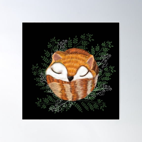 Cute Fox Design Poster Wall Art, Modern Wall Decor For Living Room Bedroom, 16X16 UNFRAMED