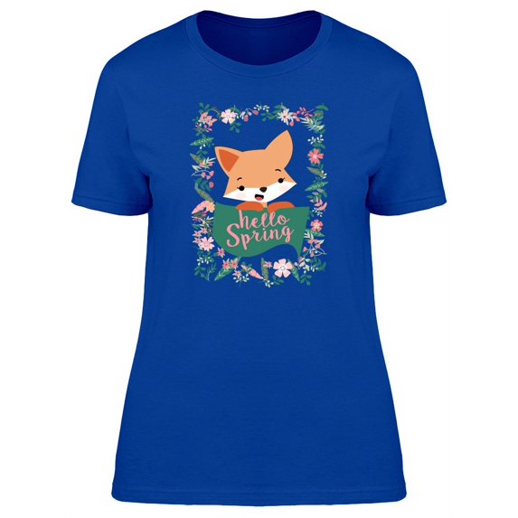Cute Fox Doodle Spring T-Shirt Women -Image by Shutterstock, Female Medium