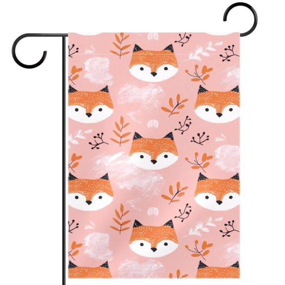 Cute Fox Face Animals Forest Pattern Decorative Garden Flag for All Seasons, 12 x 18 Inch Small Vertical Double Sided Outside Decoration for Yard Farmhouse