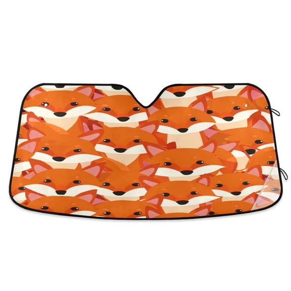 Cute Fox Face Car Windshield Sun Shade Foldable Car Front Window Visor Heat and UV Protection 53x23.5