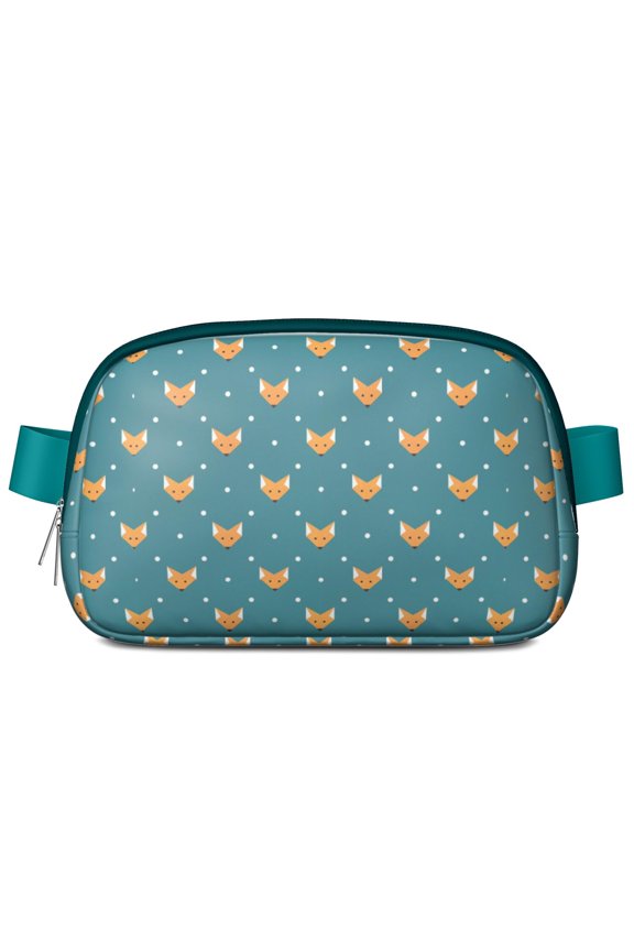Cute Fox Fanny Pack for Women – Cartoon Foxy Print Waist Bag with Forest Tree Design, Artistic Pattern Sling Bag with Zipper Compartments and Adjustable Strap