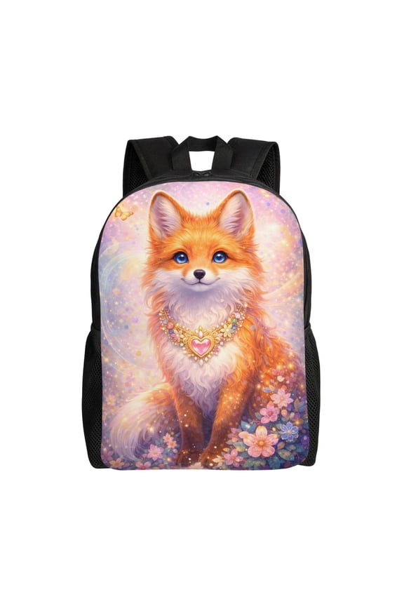 Cute Fox Fantasy Backpack Large Capacity Laptop Bag for Men and Women