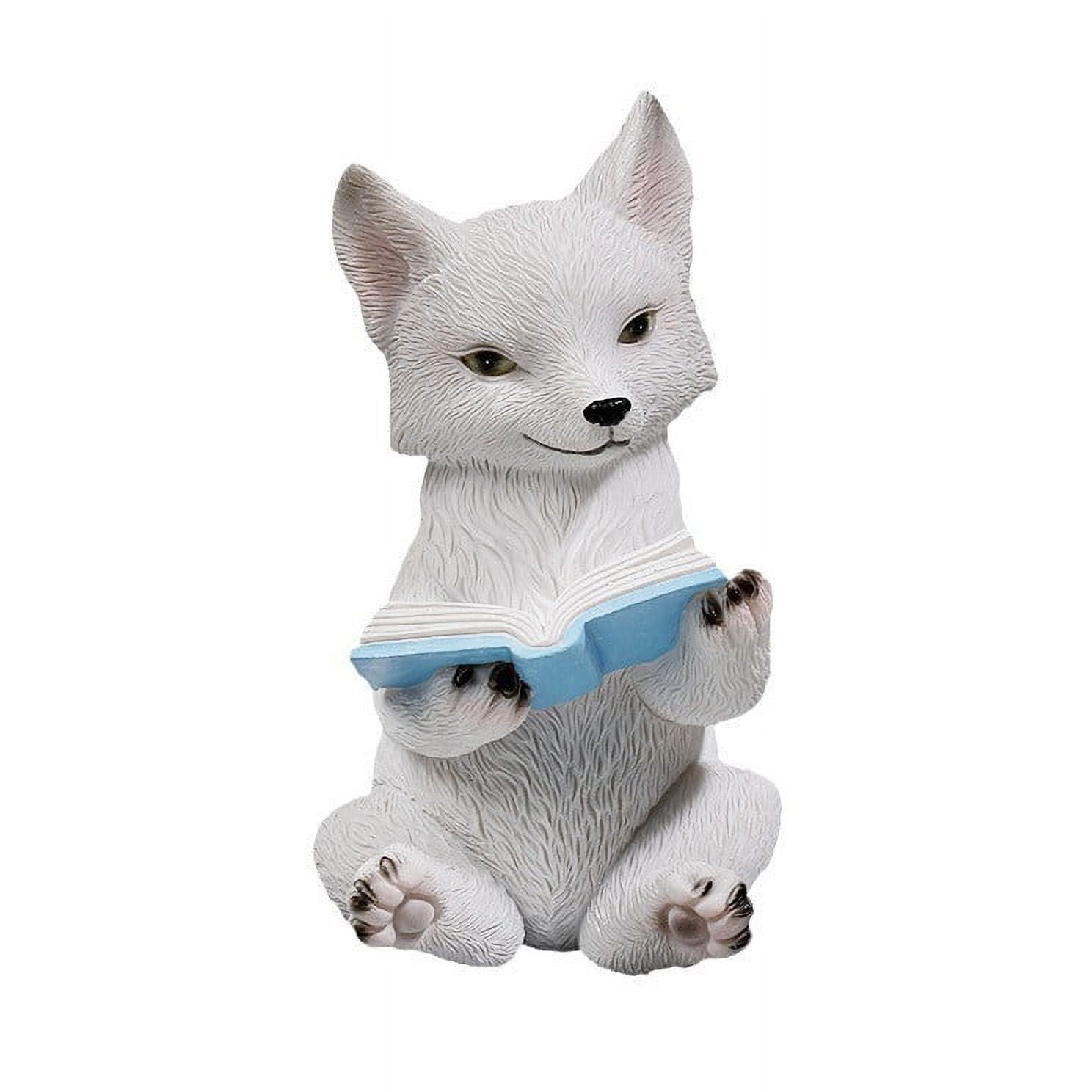 Cute Fox Figurines Animal Statue,Resin Sculpture Outdoor Statues Ornaments Décor for Flower, Yard Art Patio Lawn House,White