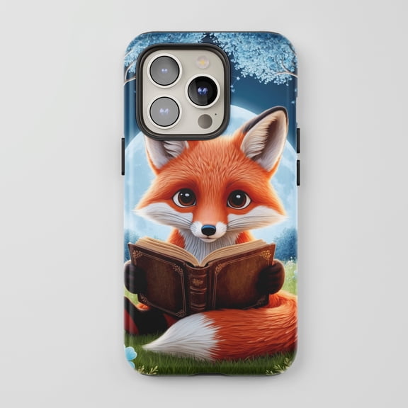 Cute Fox For All iPhone Series Tough Phone Case Cartoon Fantasy Blue Orange